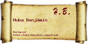 Huba Benjámin névjegykártya